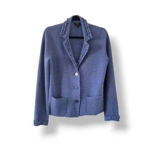 Talbots | Cute Blue Ruffle Trim Pure Merino Wool Cardigan (SIZE M)